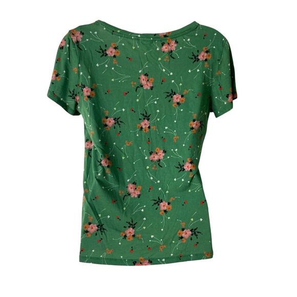 & Other Stories Baby Tee T-shirt Women's US Size 10 Medium Green-Multi Floral - Picture 5 of 11